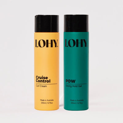 Curl cream and strong hold curl gel bottles