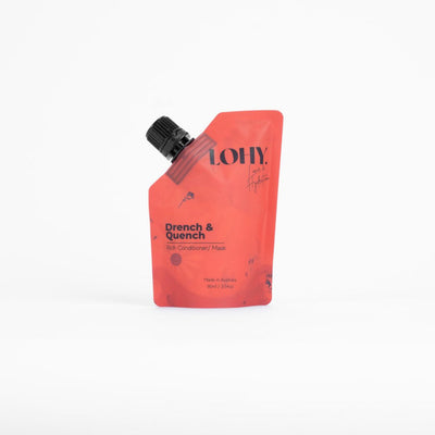 Red refillable pouch of curly hair 
 rich conditioner/mask