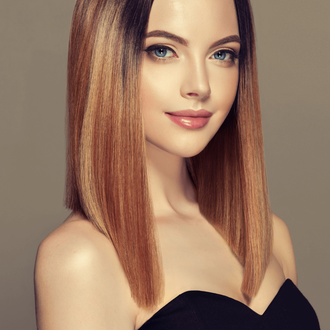 woman with shoulder length brunette hair