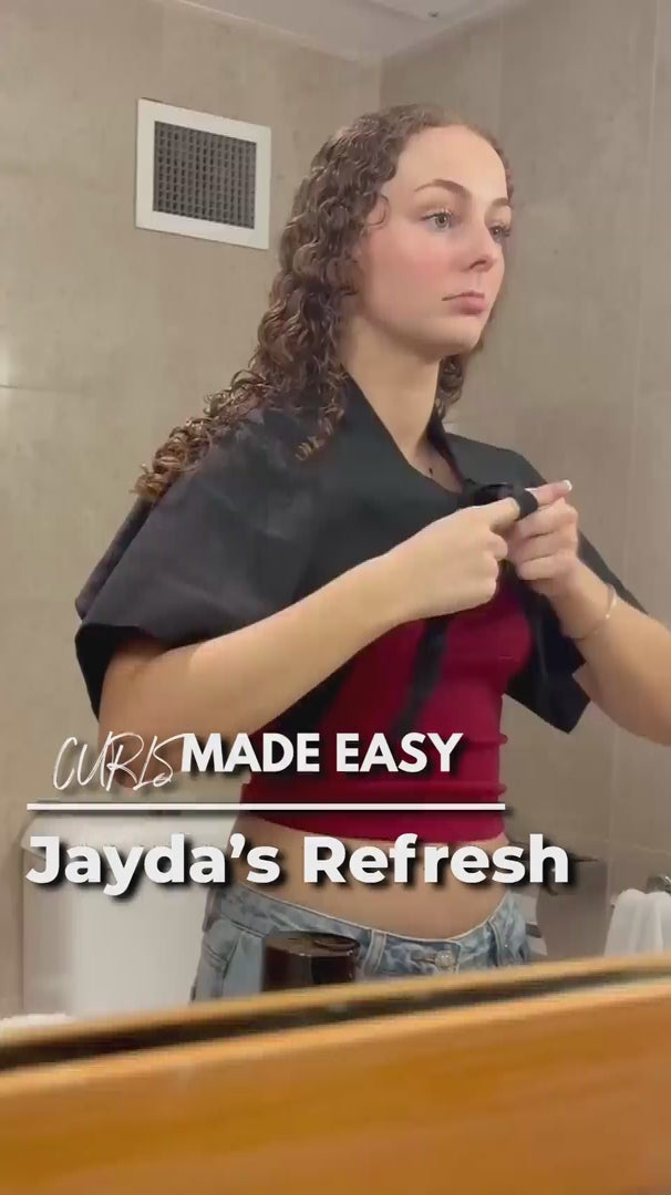 Load video: Jayda's refresh Routine with an video of a brunette curly haired woman