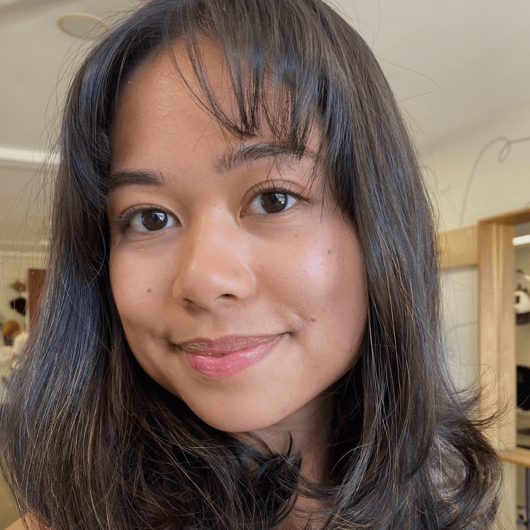 girl with dark brunette bangs hair