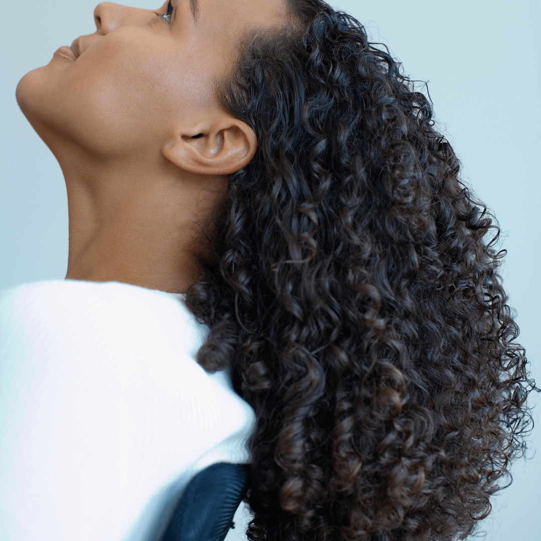 woman, long black curly hair