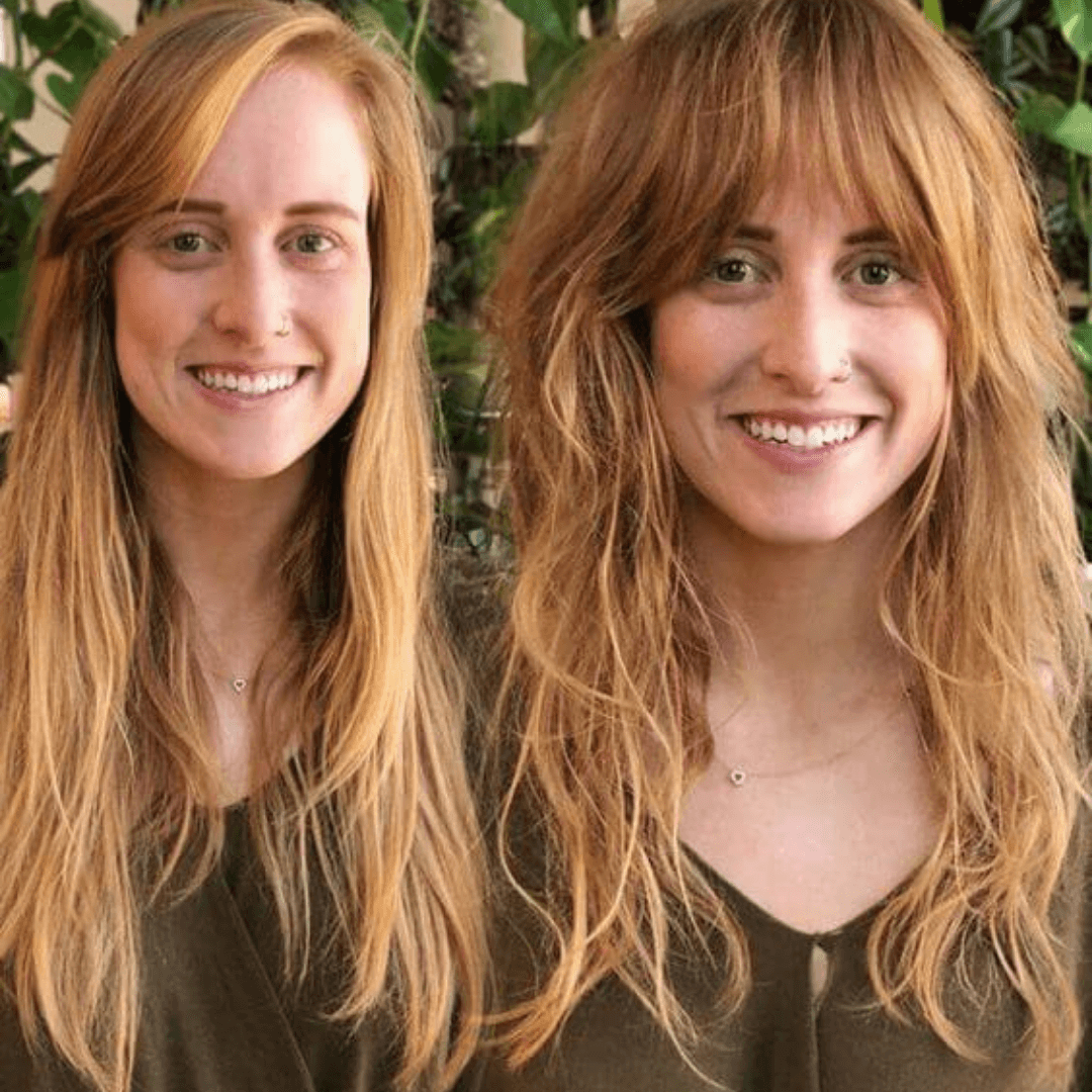 lady with long wavy red hair